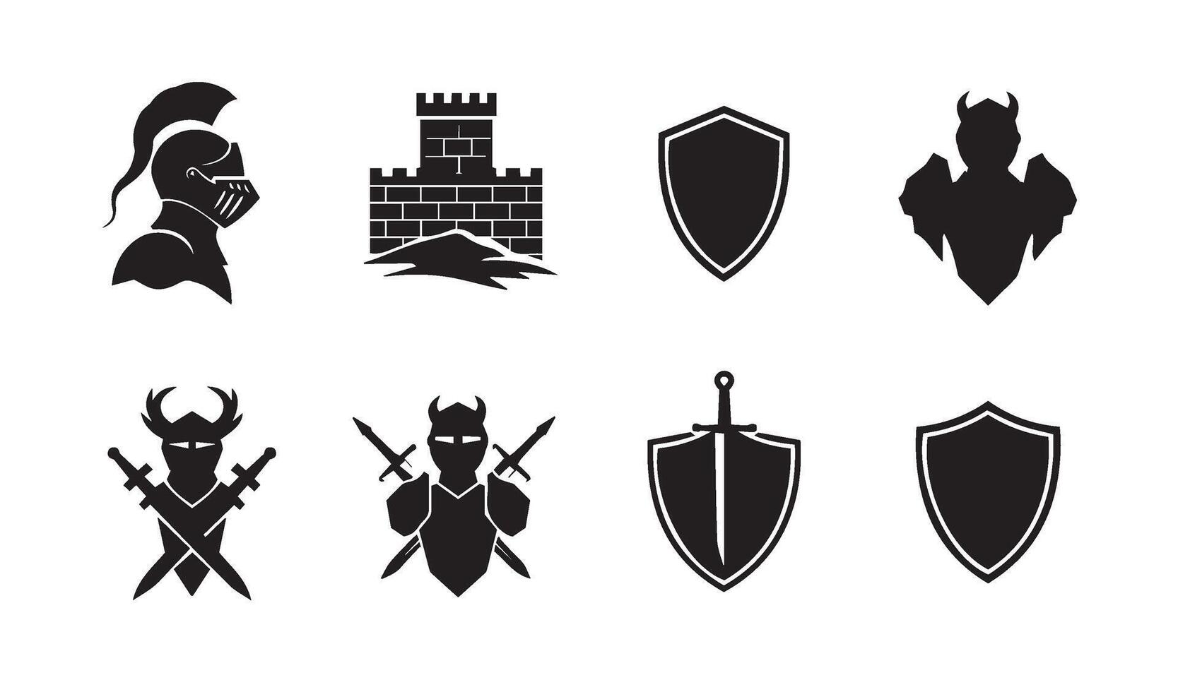 Bold Medieval Warrior Icon infused with creative spear and shield arrangements vector