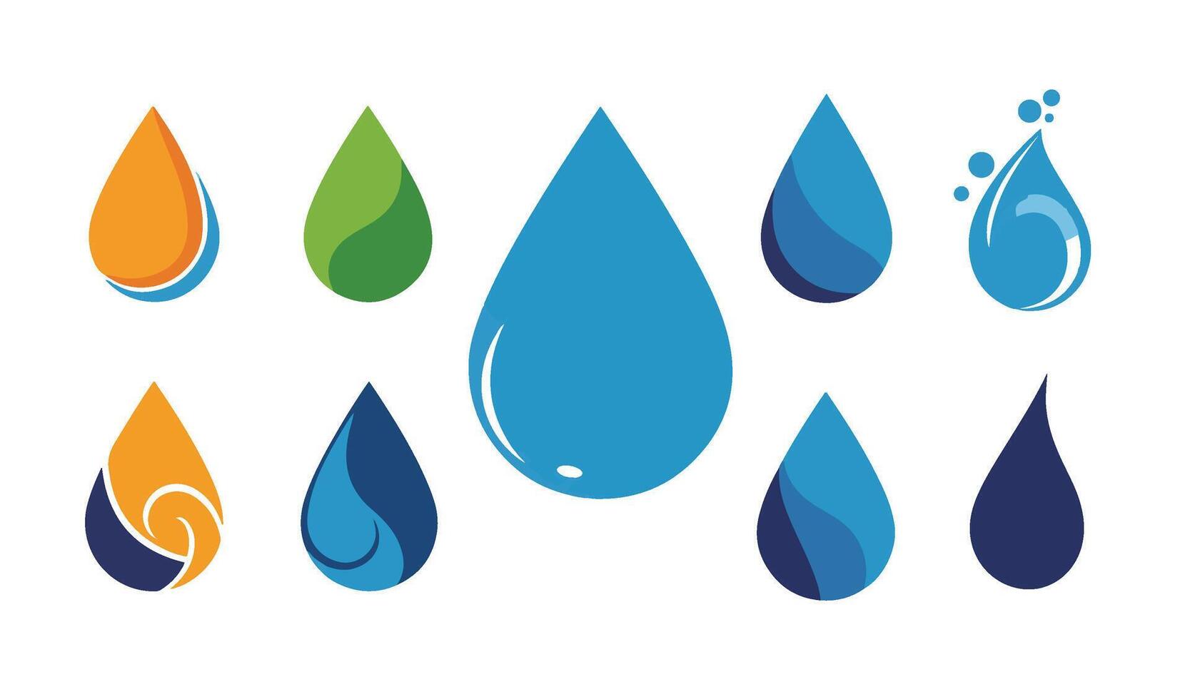 Diverse Water Drop Designs Perfect for Digital Illustrations vector