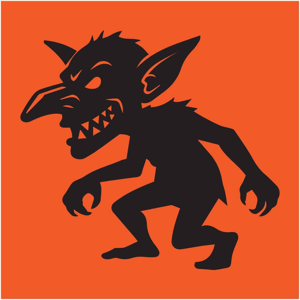 High Contrast Goblin Illustration for Creepy Graphic Designs vector