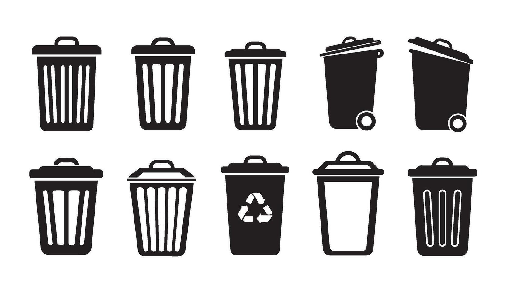 Recycling Bin Graphics showcasing stylish and detailed containers for modern design applications vector