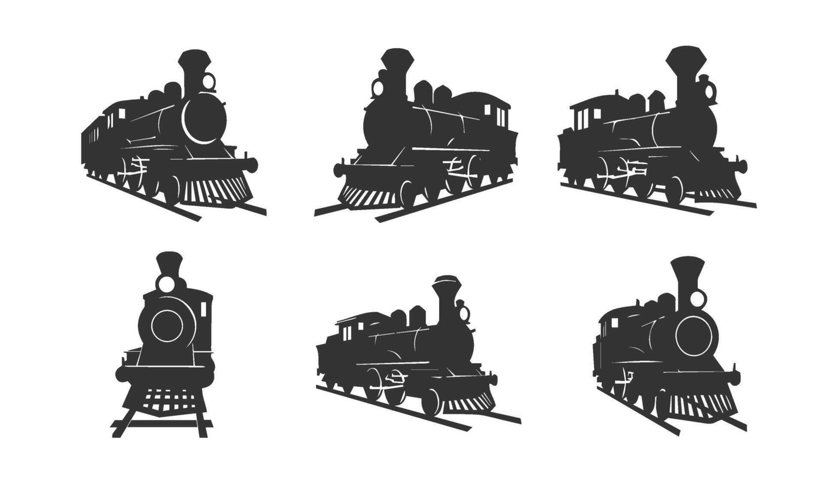 Beautiful train design icons featuring artistic silhouettes for professional graphic applications and artistic needs vector