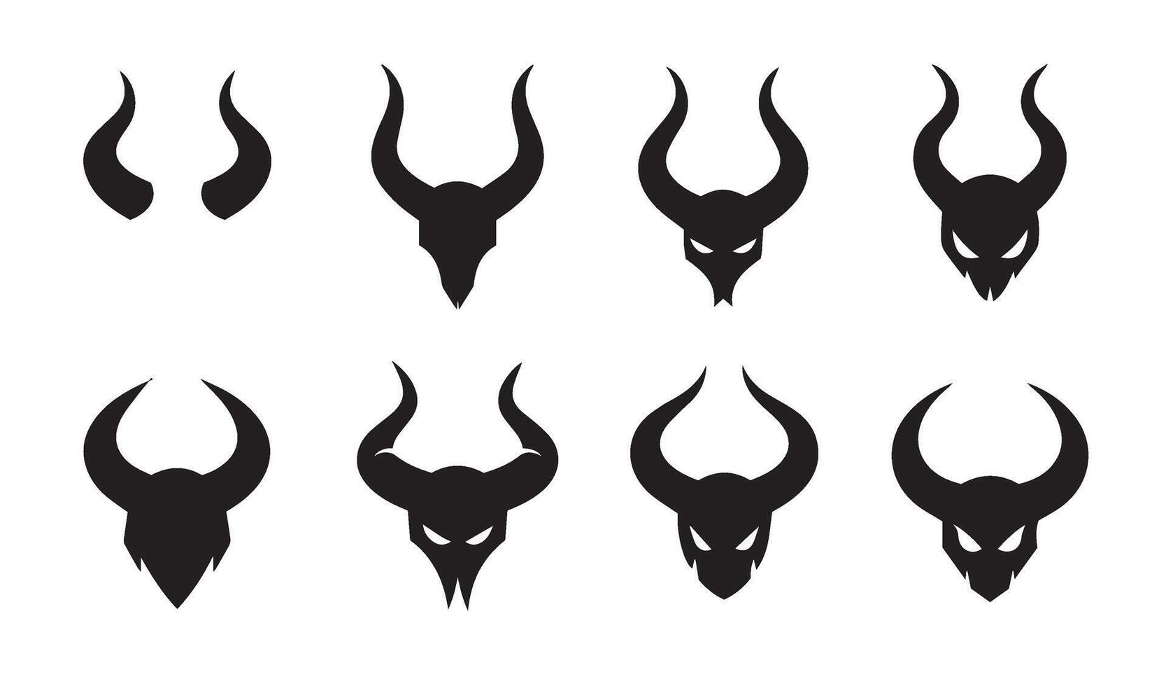 Distinctive Abstract Horns Silhouette Set offering stylish and minimalist designs perfect for creative visual enhancements vector