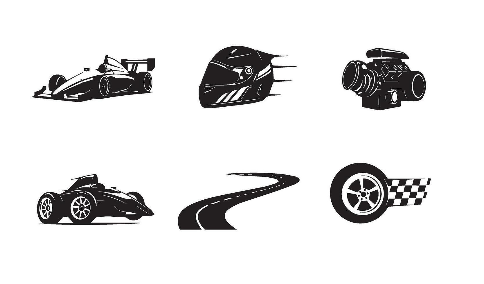 Unique sports racing designs delivering high-quality elements for motorsport and high-speed vehicle-themed graphic design projects vector