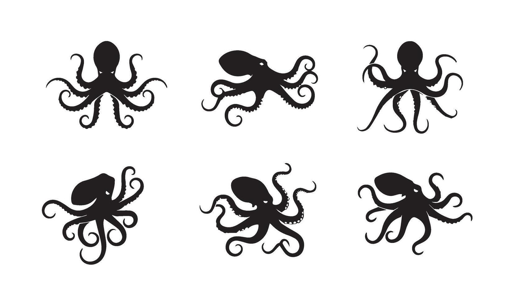 Stylish octopus illustrations inspired by artistic underwater themes and forms vector