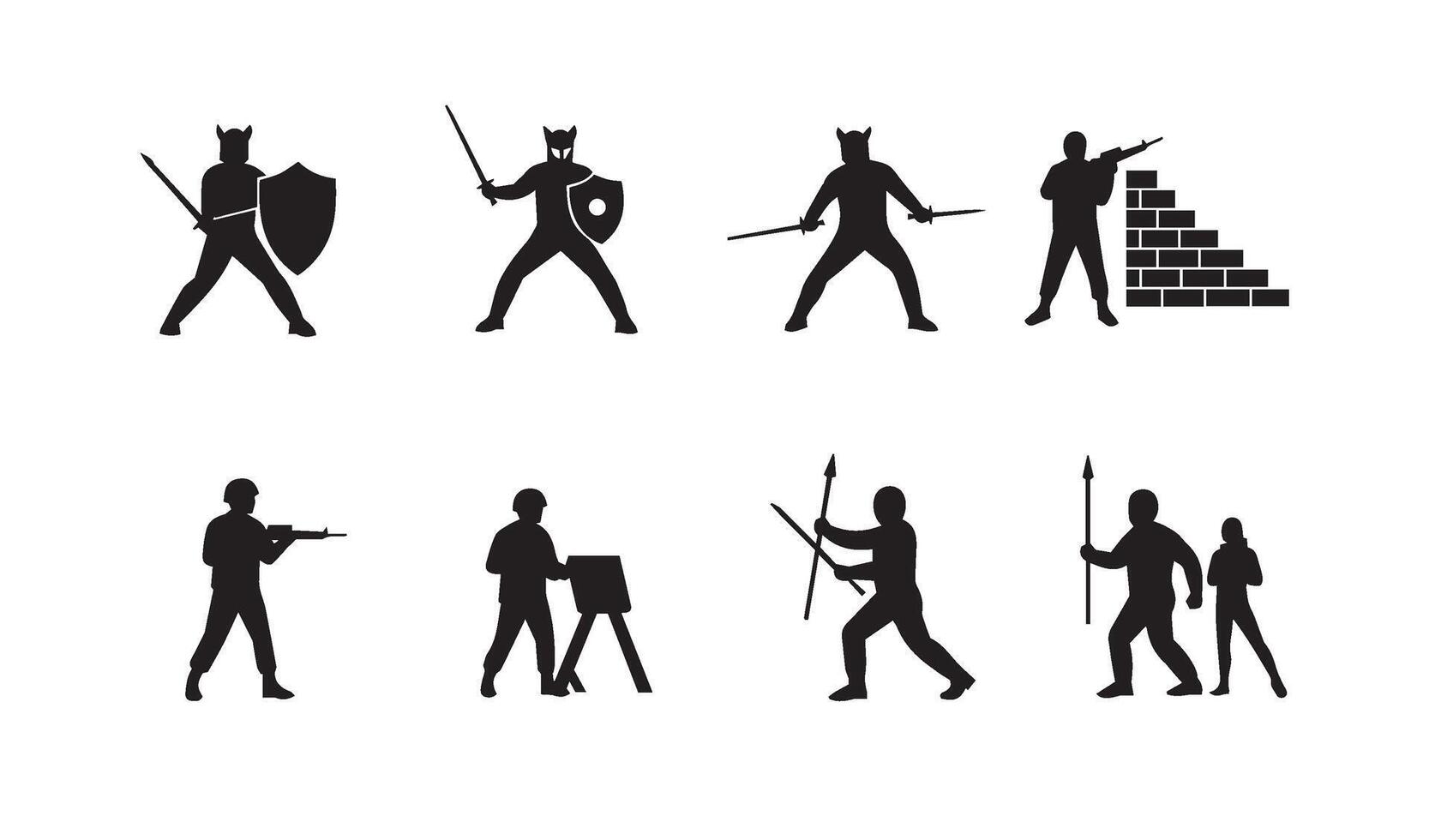 Bold Medieval Warrior Icon in sophisticated black and white arrangements vector
