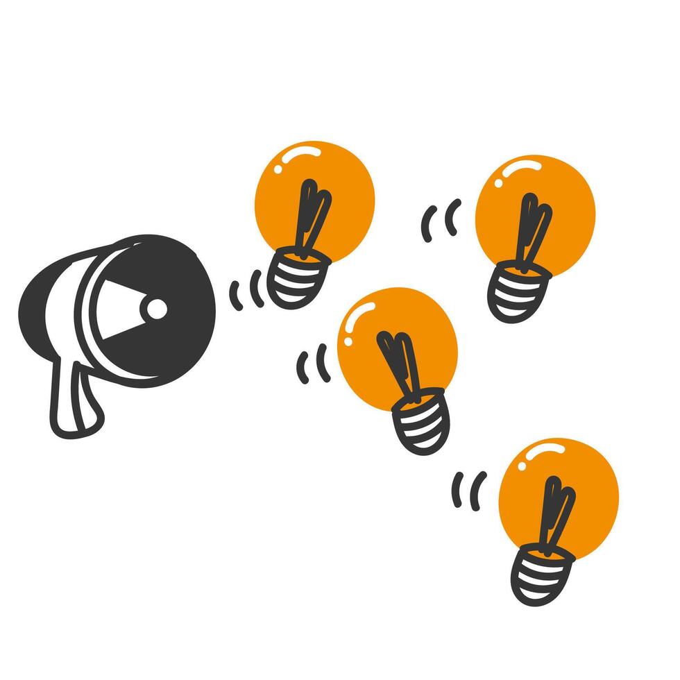 a group of light bulbs with a megaphone vector