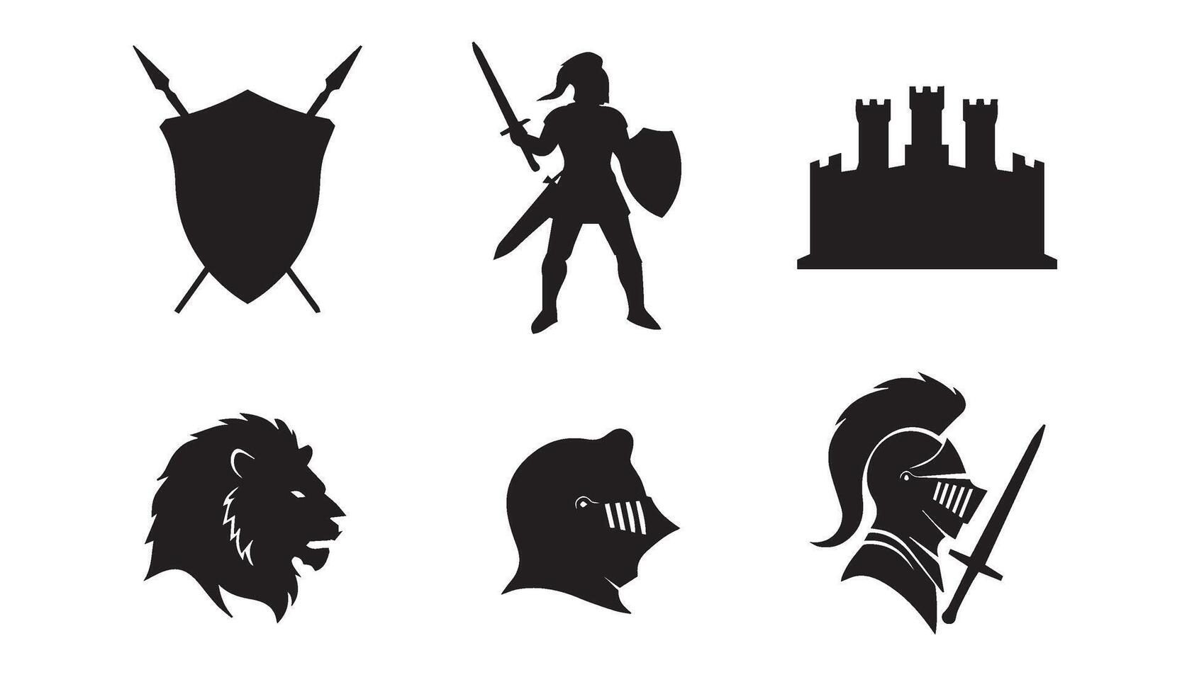 Fantasy Warrior Armor Illustrations with creative dragon head artwork vector