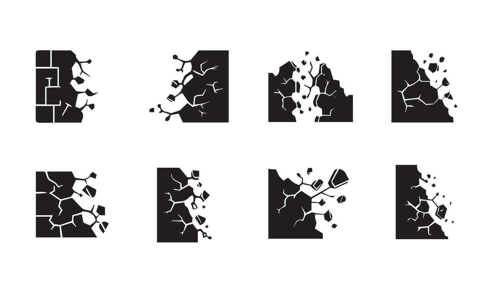 Beautiful broken wall details reflected in cracked terrain artistic inspirations vector