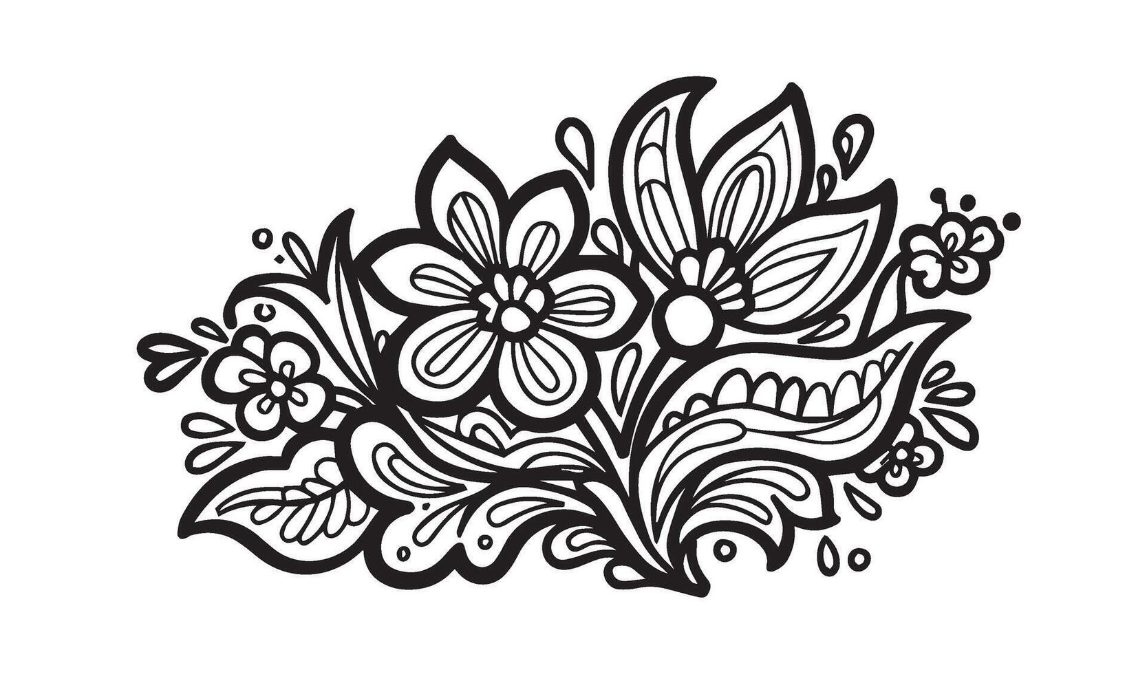 Unique Ornate Detailed Elegant Floral Creations for Gorgeous Patterns vector