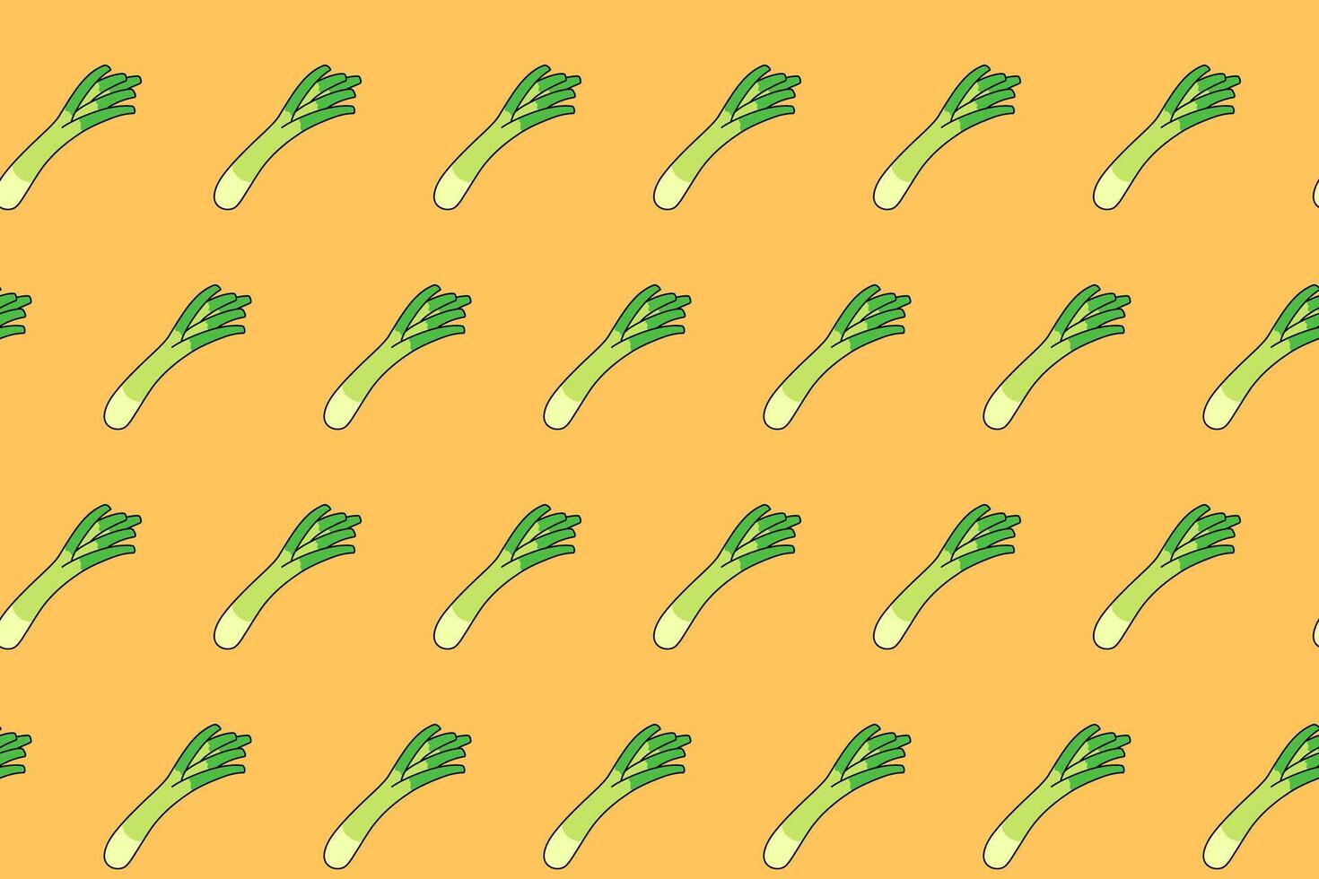 leek vegetable colorful pattern on yellow background. doodle leek kate symbol seamless pattern background. fresh leeks seamless pattern for farmer, agricultural, groceries, vegan vector