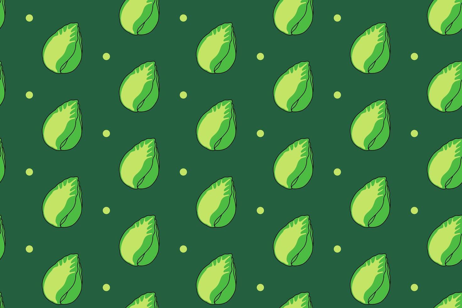 romaine lettuce with dot colorful pattern on green background. doodle chinese cabbage symbol seamless pattern background. fresh lettuce seamless pattern for farmer, agricultural, groceries, vegan vector