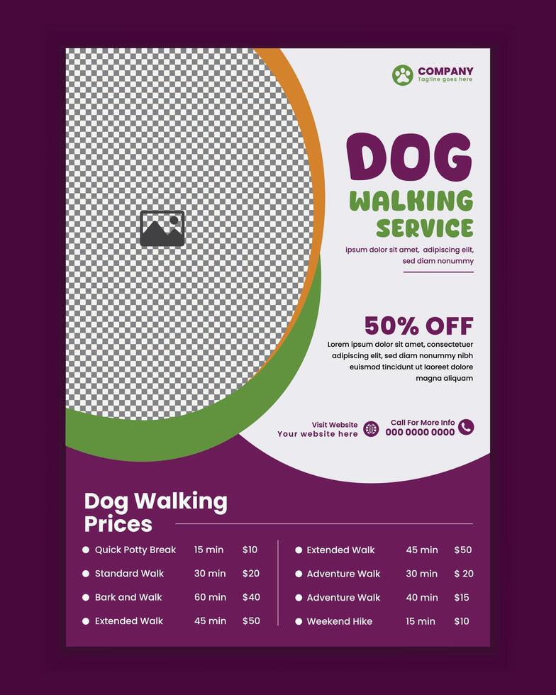 Dog walking service, and grooming service and salon flyer design or Pet business poster design vector