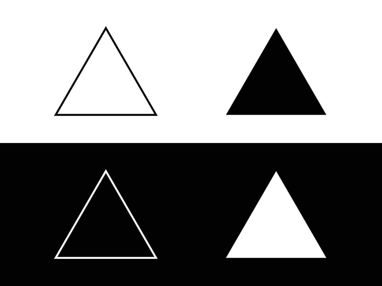 Equilateral triangle icons outline and silhouette. Equilateral triangle in mathematics in black and white. vector