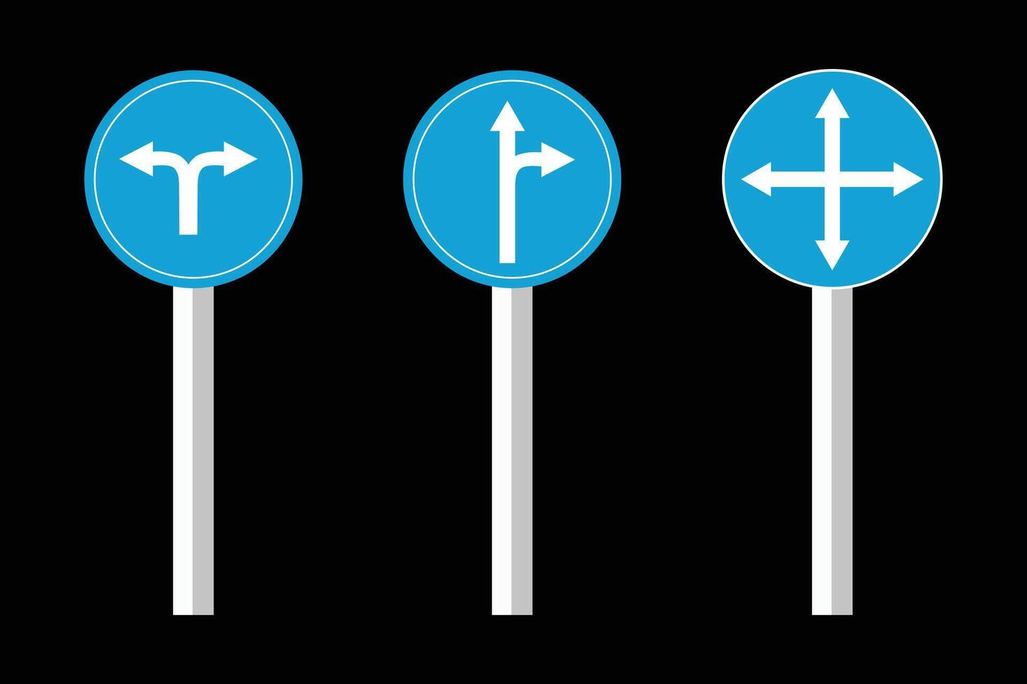 Traffic Road Signs Arrow Indicating Different Directional Options. vector