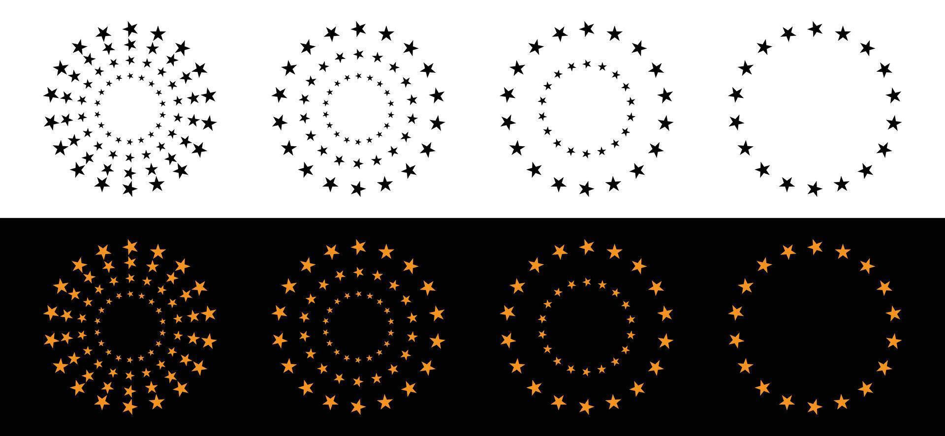 Star circle icon. Stars arranged in concentric spirals and rings. vector