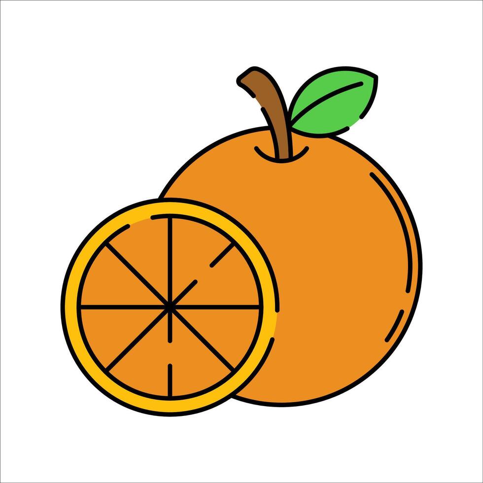 Orange Fruit Flat design style whole orange with slice perfect for vitamin C concept in health food and sport nutrition content vector