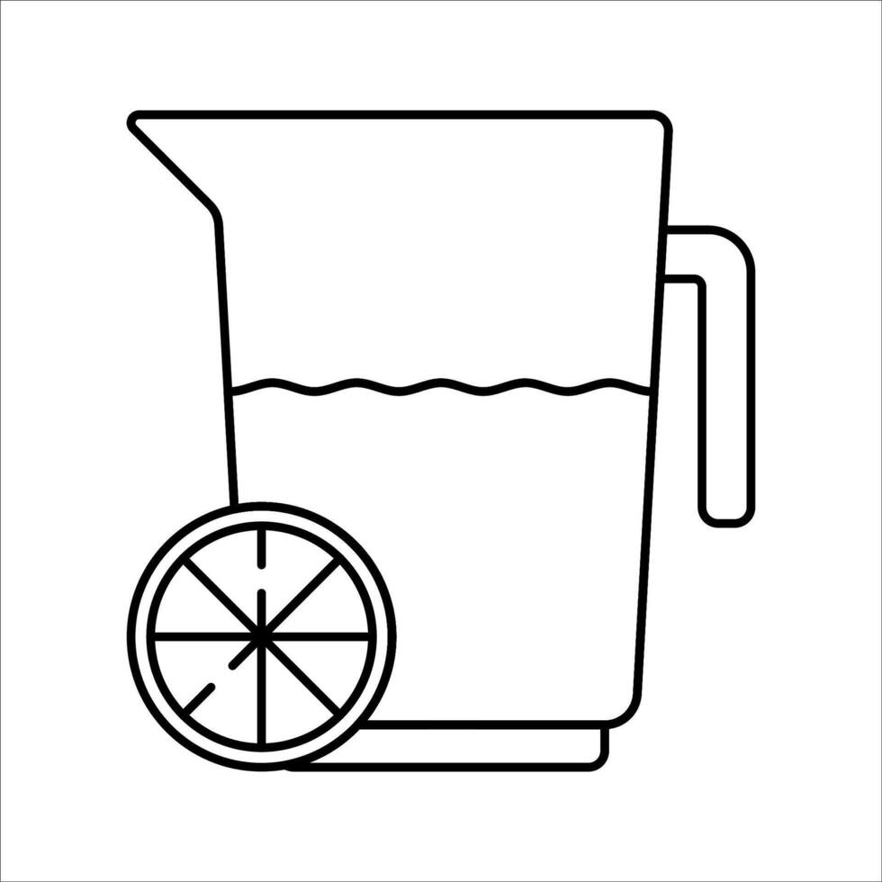 Juice Pitcher Outline style orange juice in a pitcher with slice accent ideal for breakfast diet and wellness content vector