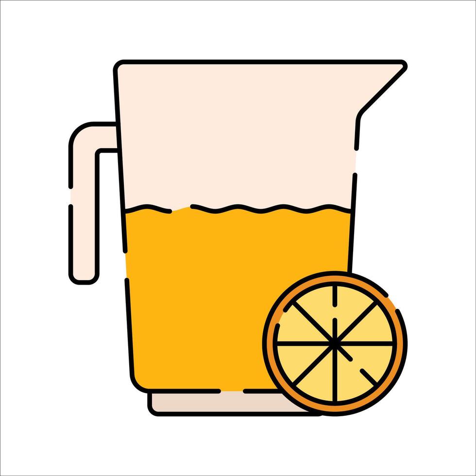Juice Pitcher Flat design style orange juice in a pitcher with slice accent ideal for breakfast diet and wellness content vector