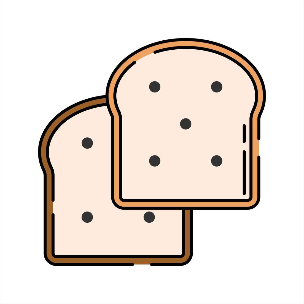 Bread Slice Flat design style two slices of white bread representing carbs suitable for breakfast menu and diet illustrations vector