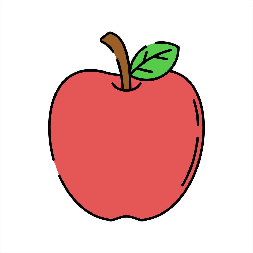 Red Apple Flat design style red apple with stem symbol of fruit nutrition perfect for wellness posters and food education visuals vector