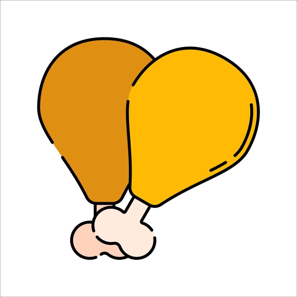 Chicken Drumstick Flat design style two golden brown chicken legs ideal for high protein meal visuals and fitness meal planning vector