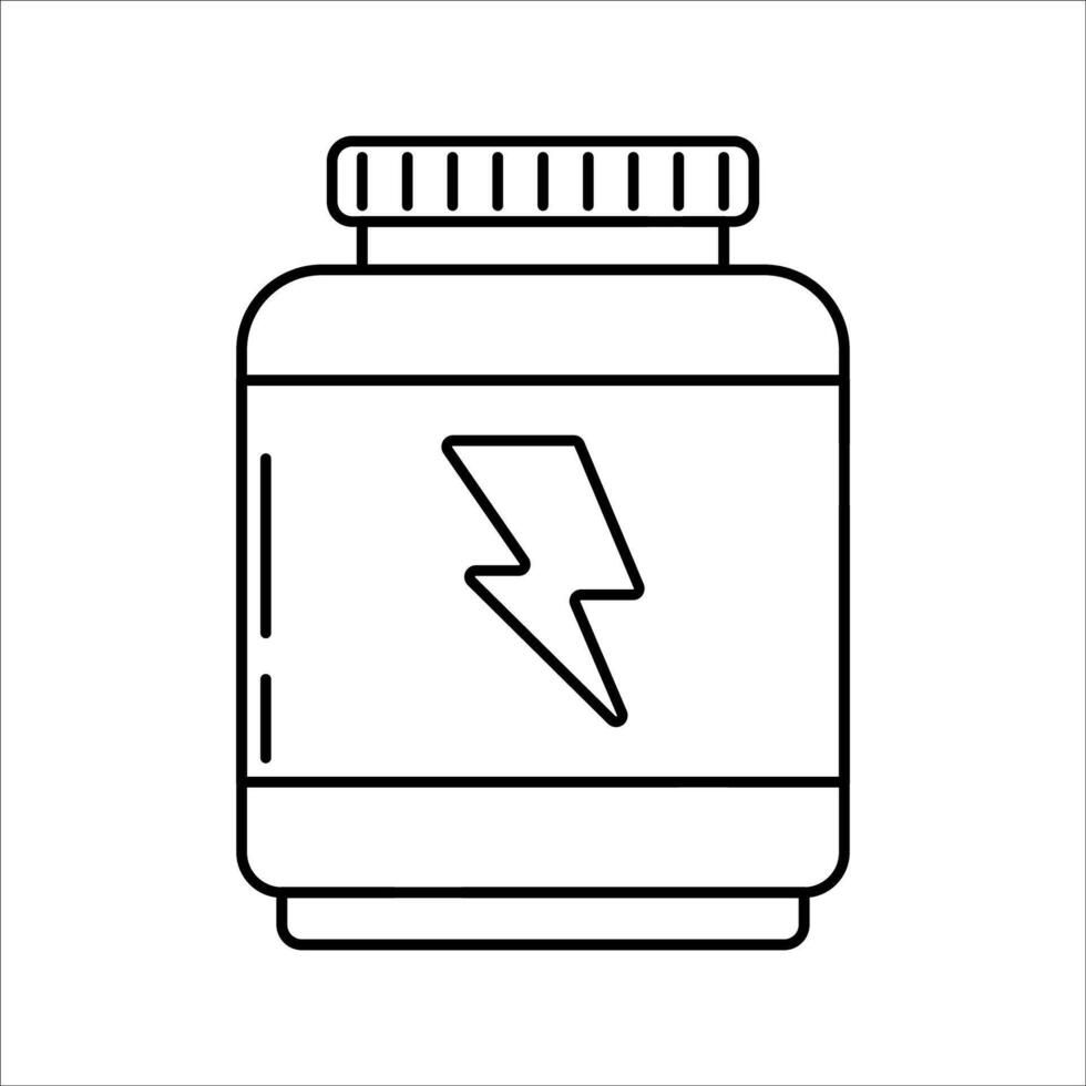 Protein Jar Outline style jar with energy icon symbolizing fitness supplements great for gym posters and health promotions vector
