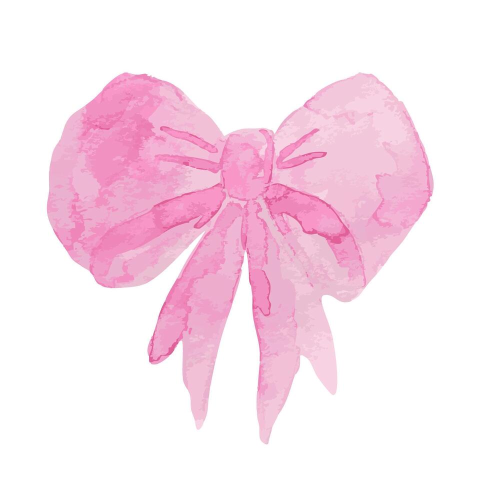 Pink watercolor bow illustration perfect for crafts and design projects vector