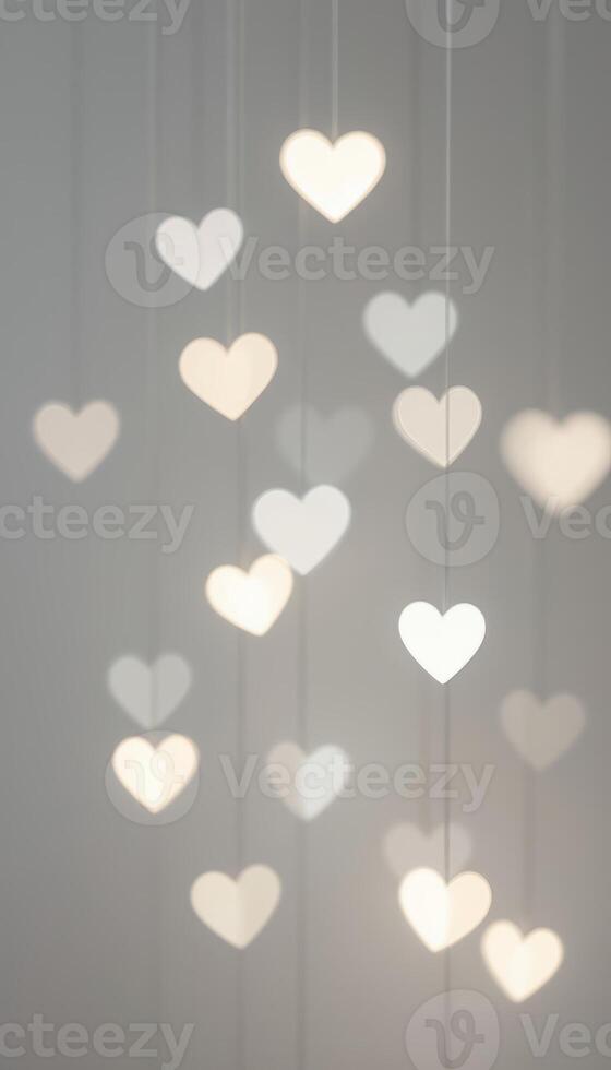 Glowing Hearts Cascade Abstract Vertical Display of Heart-Shaped Lights photo