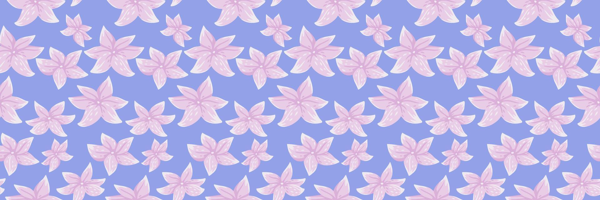 Seamless floral pattern with soft pink unique flowers on a pastel blue background. Light, delicate, and feminine design, perfect for fabrics, packaging, wallpapers, stationery vector