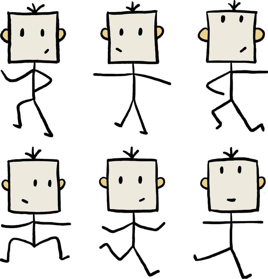 Stick man stickman box doodle dancing hand drawn figure vector