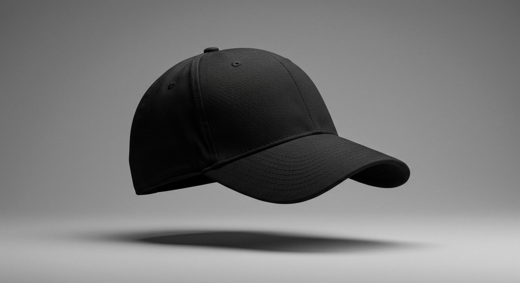 Black Baseball Cap Mockup. A Stylish and Versatile Headwear Design photo