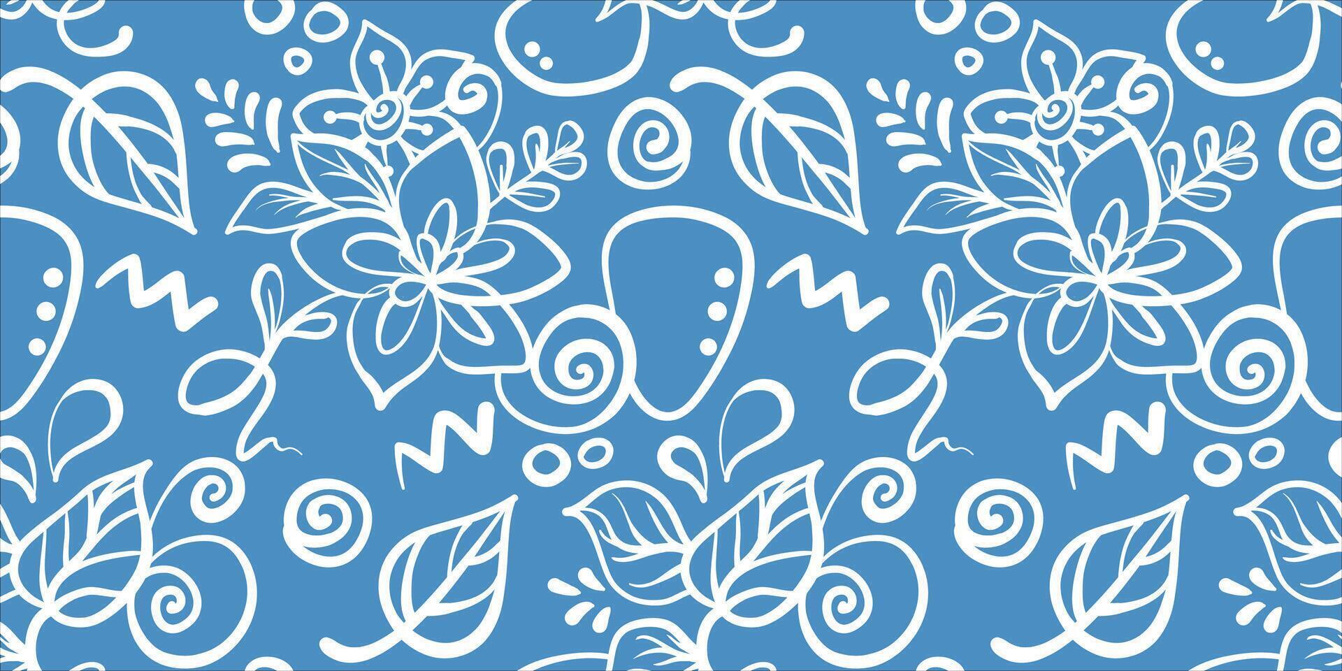 Simple hand drawn abstract floral print. Trendy collage pattern. Line pattern. Fashionable template for fabric design. vector