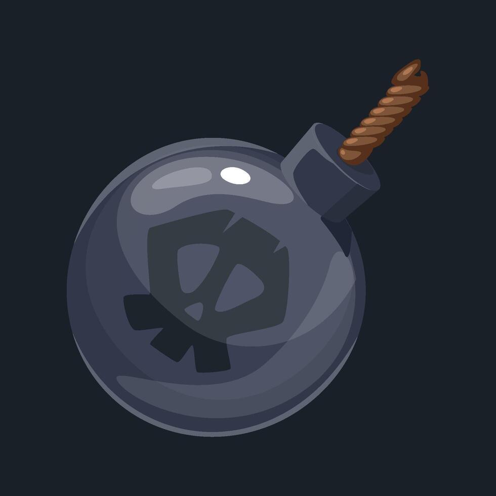 Cartoon Bomb with Skull .Pirate bomb. GUI UI for web, game or app. Interface element. Pirate theme. vector