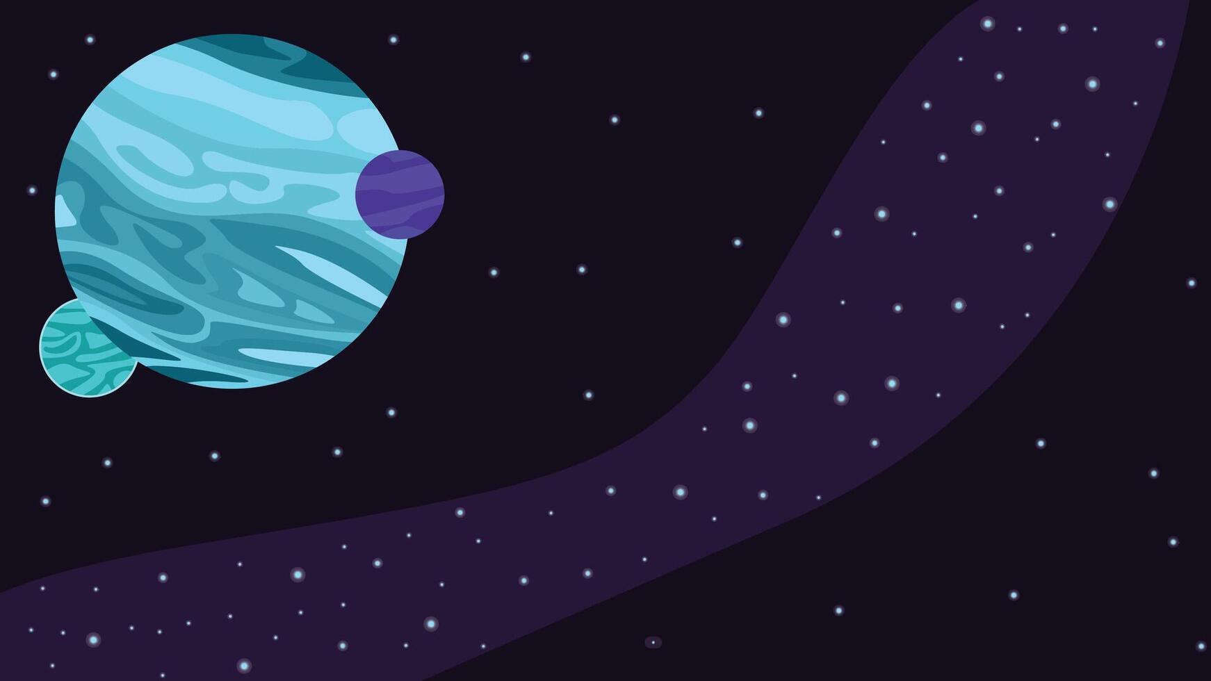 an illustration of a space scene with a big blue planet and surrounded by stars vector