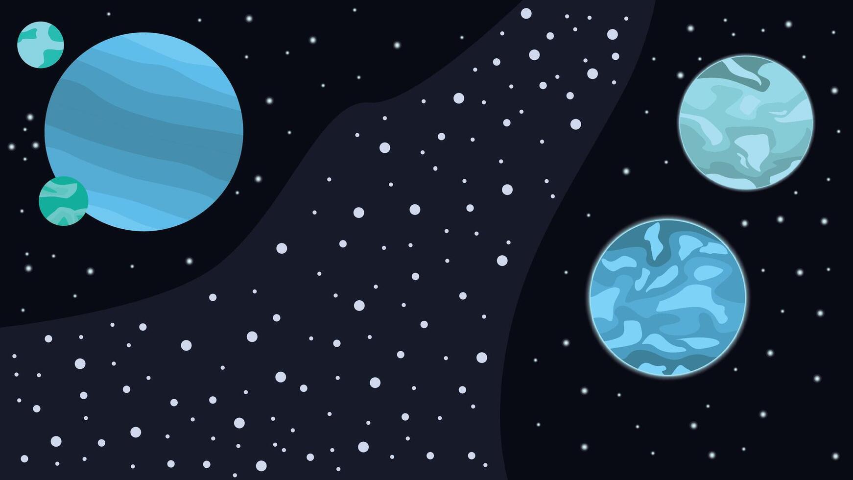 a space theme illustration with several blue planets vector
