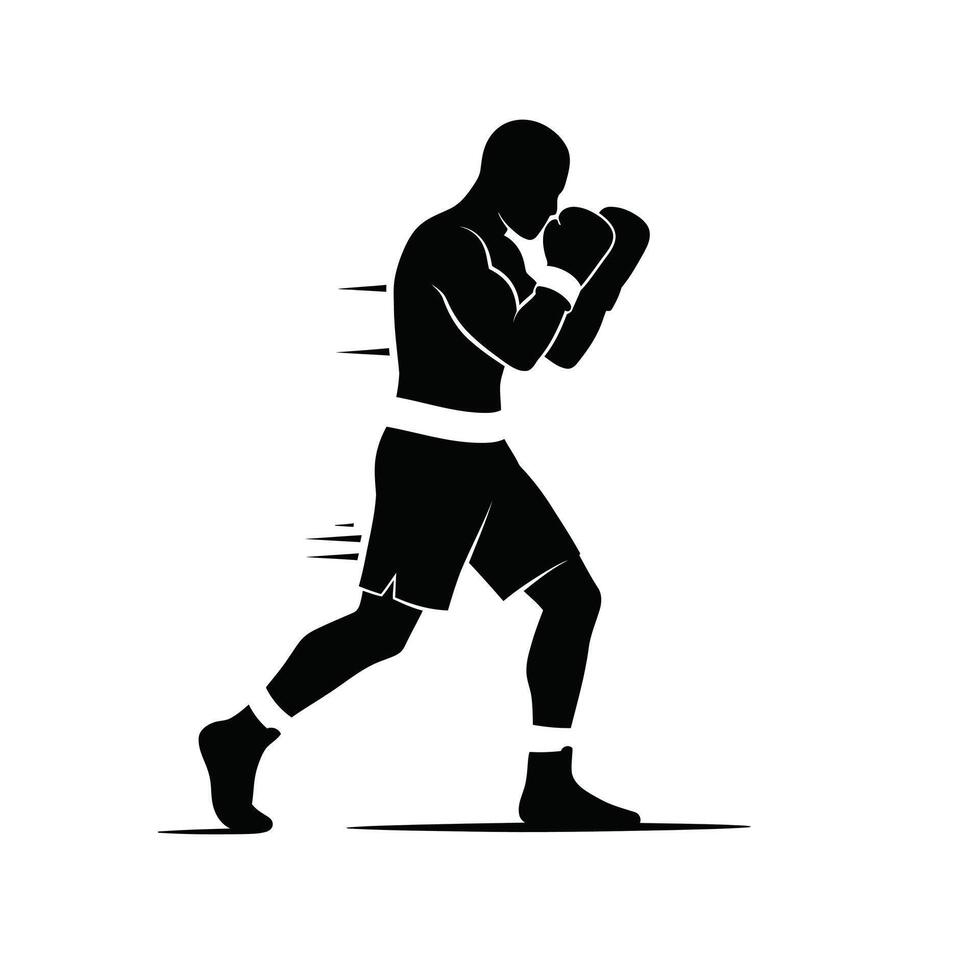 Agile Boxer Performing Footwork Drills Moving Quickly in Boxing Ring vector