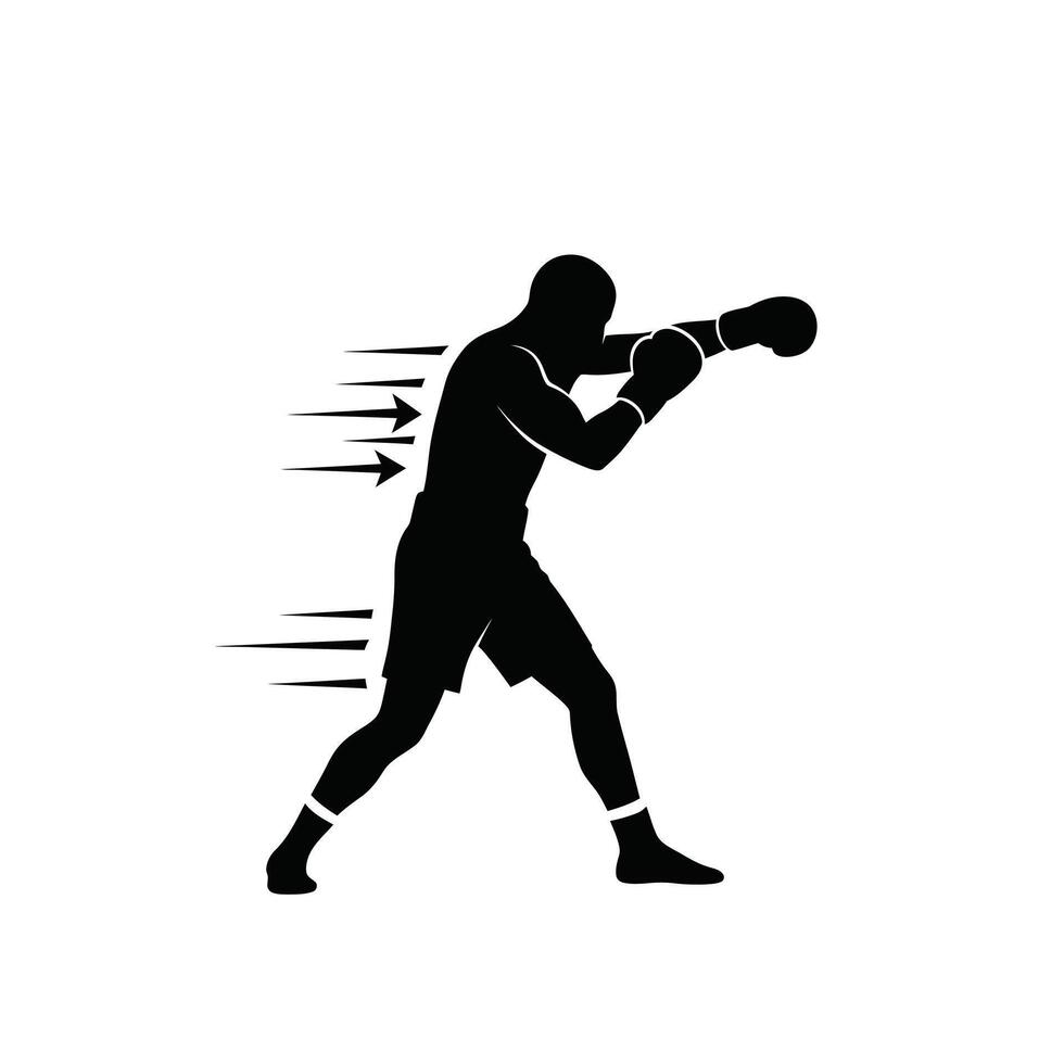 Quick Boxer Dodging Punch with Swift Head Movement in Boxing Ring vector