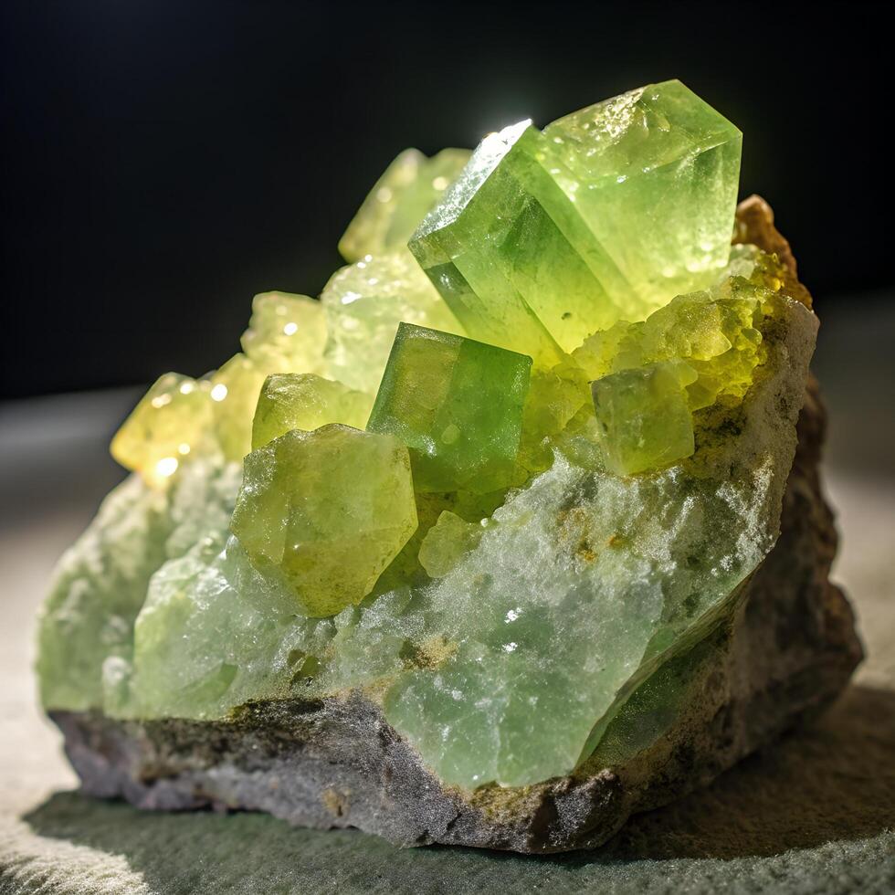 Sparkling Green Apophyllite Cluster Mineral Specimen Geological Crystal Formation photo