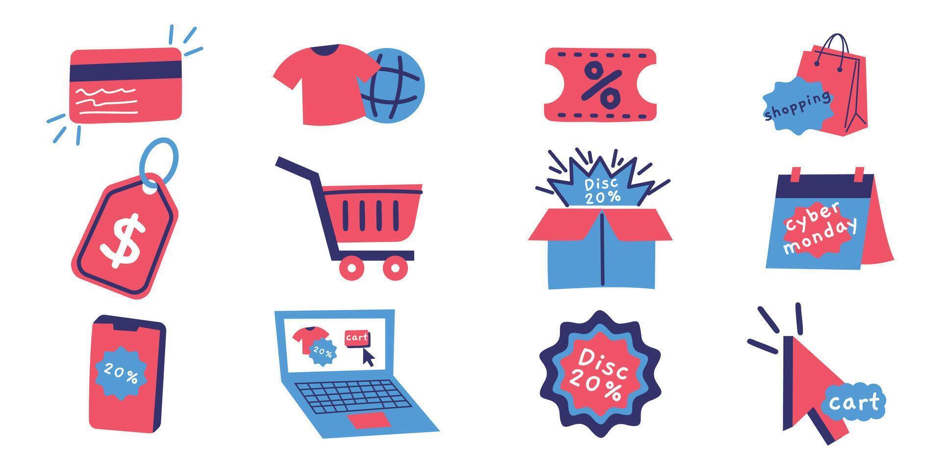 Hand Drawn Cyber Monday Symbol Illustration vector