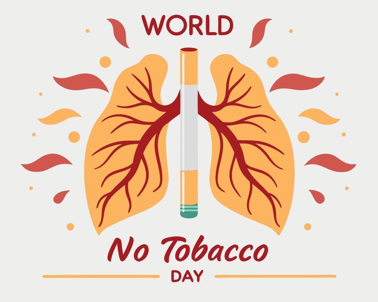 Lungs with smoke and text world no tobacco day vector