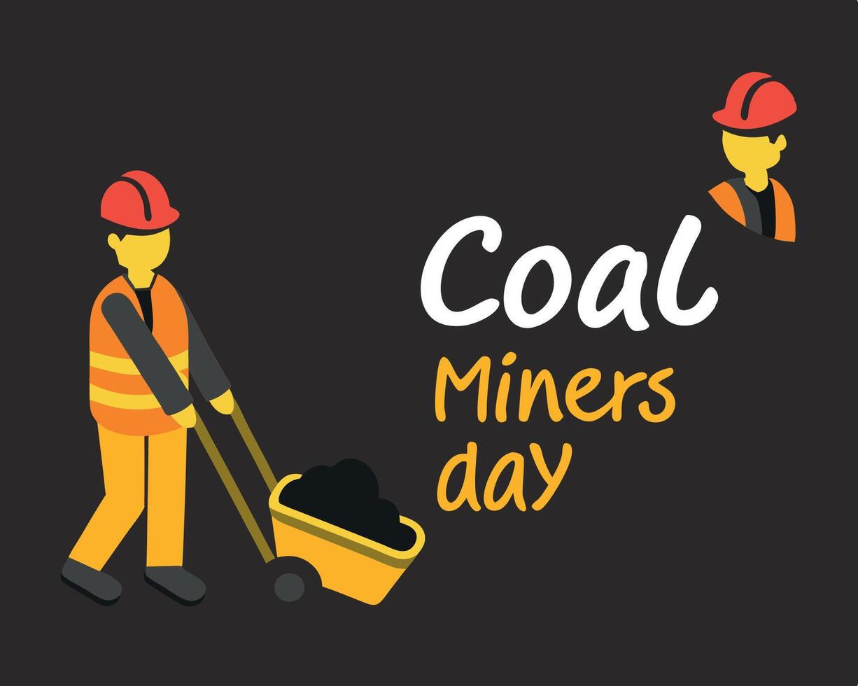 Coal miners day, with a man in a hard hat and a shovel vector