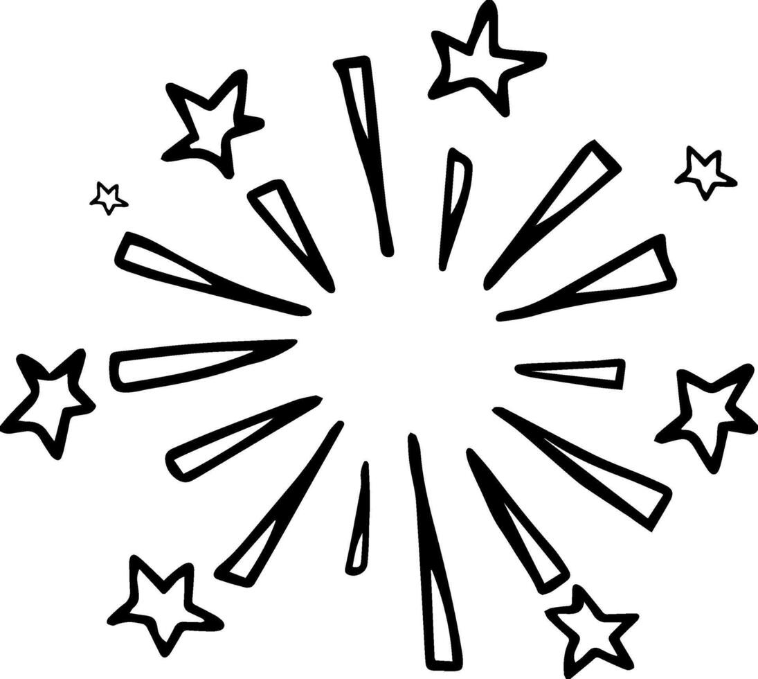 A black and white drawing of a starburst vector