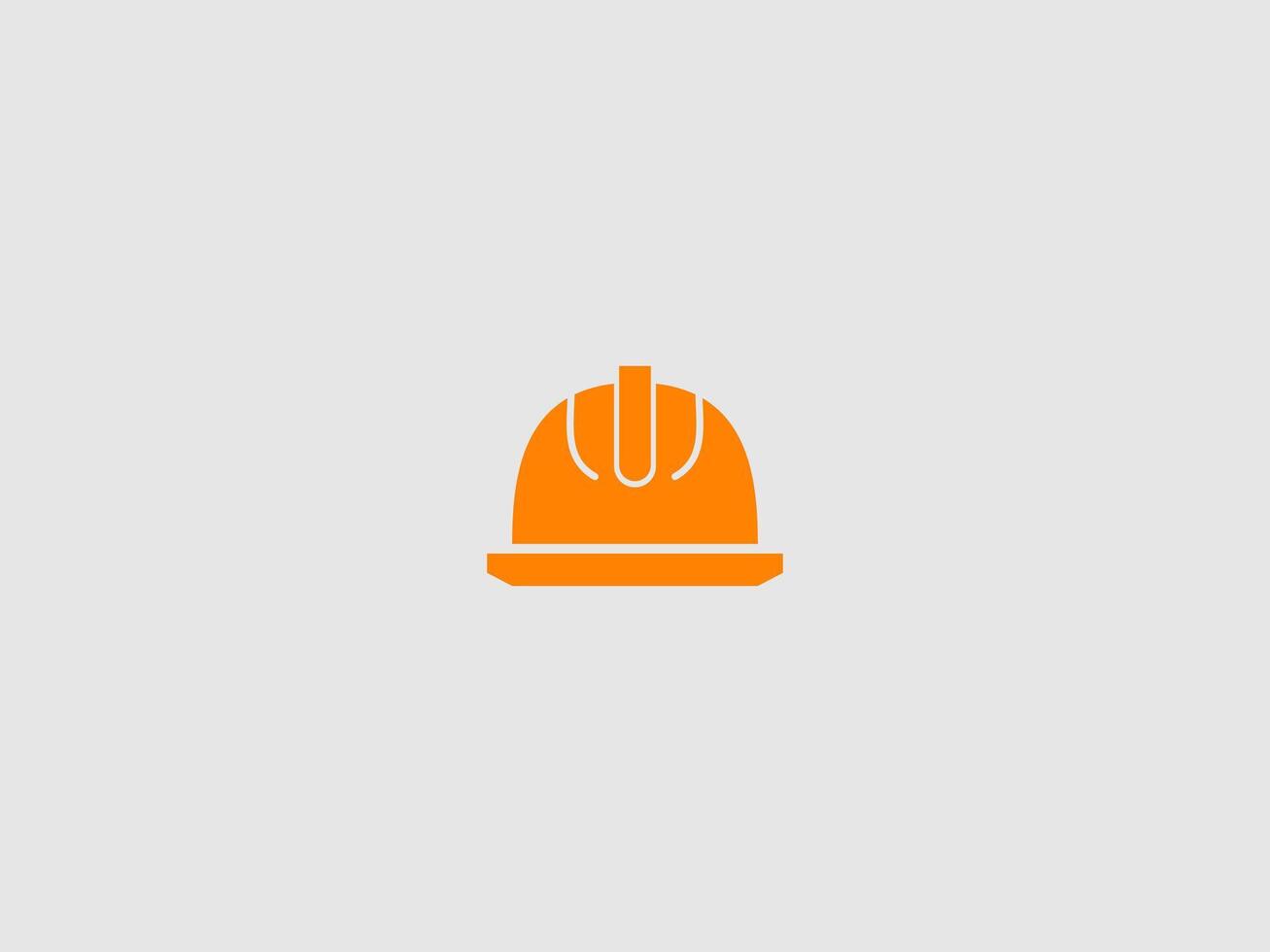 The hard hat has a brim around the base and a vertical ridge running over the top with a curved line inside it vector