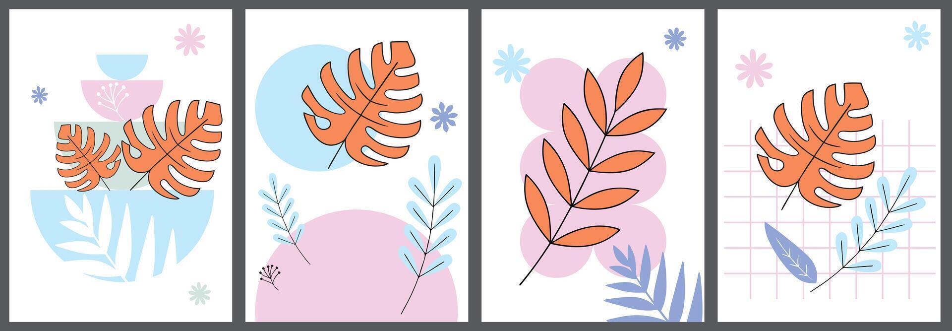 Floral poster design assets Background with pastel tones vector