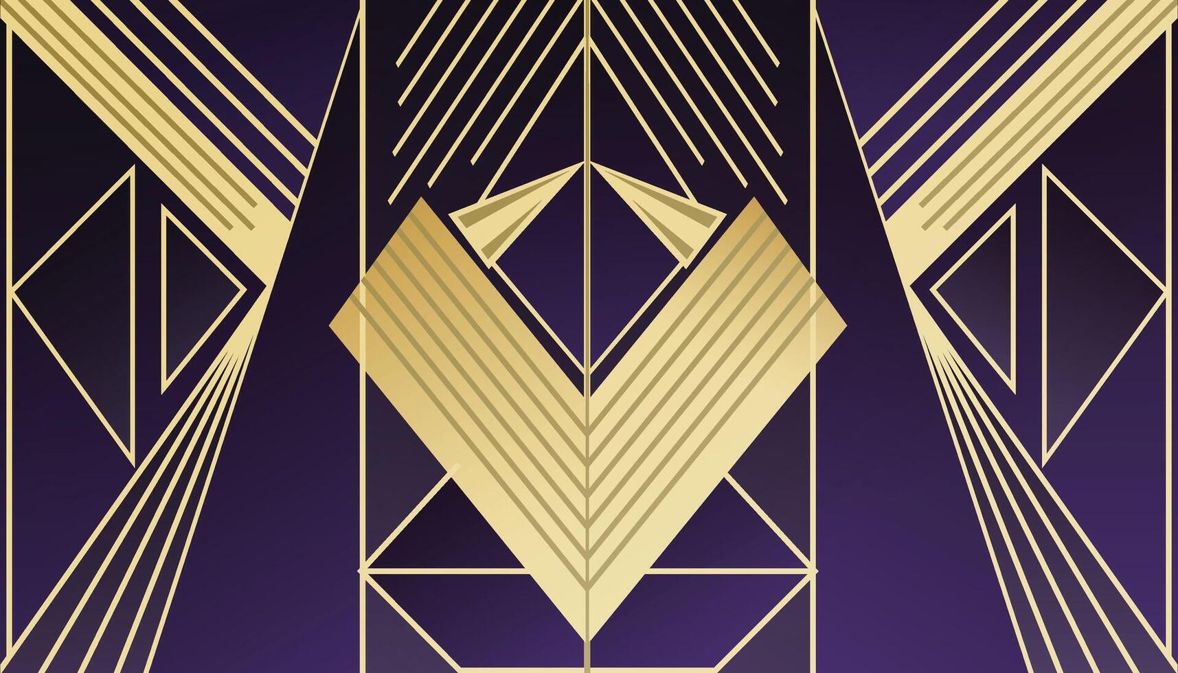 Art deco interior background with golden stripes vector