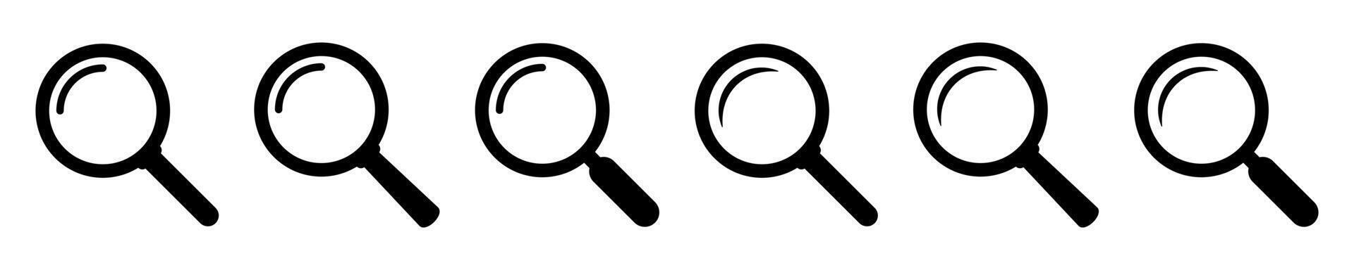 Search icon. Magnifying glass icon, magnifier icons set. vector