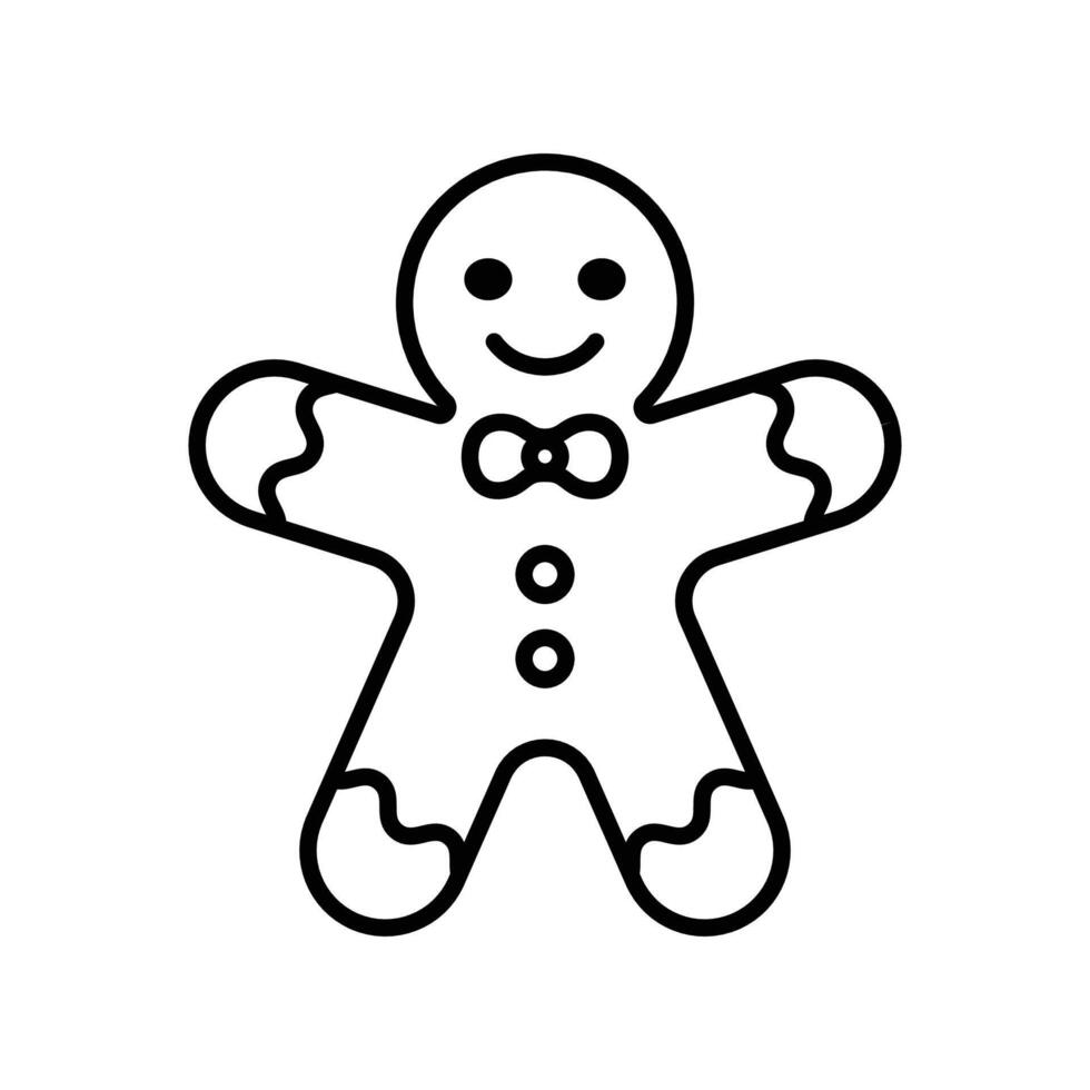 Gingerbread man silhouette line art vector