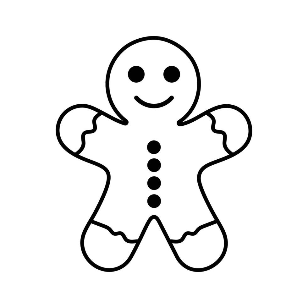 Gingerbread man line art vector
