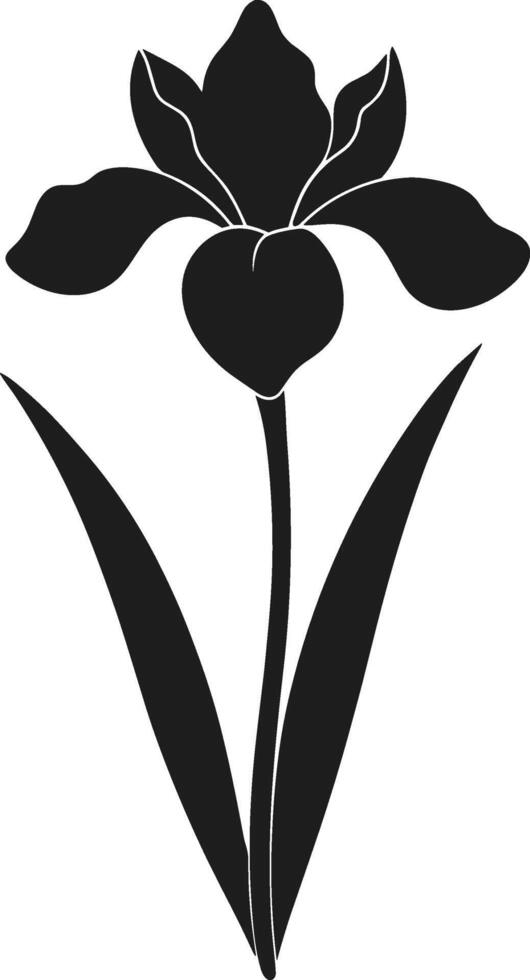 Minimalist Iris Flower Silhouette- Elegant Botanical Illustration for Spring Themes vector
