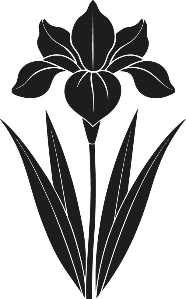 Elegant Iris Flower Silhouette - Botanical Illustration for Spring Themes vector
